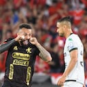 Así festejó Duván Vergara el gol para el América, con el que abrió el partido de ida de los cuartos de final de la Copa Betplay, ante Deportivo Cali.