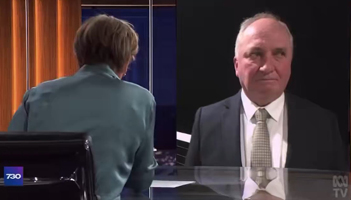 El diputado de One Nation Barnaby Joyce estaba respondiendo preguntas en el programa *7.30* sobre la reunión de Pauline Hanson con el activista de extrema derecha Tommy Robinson