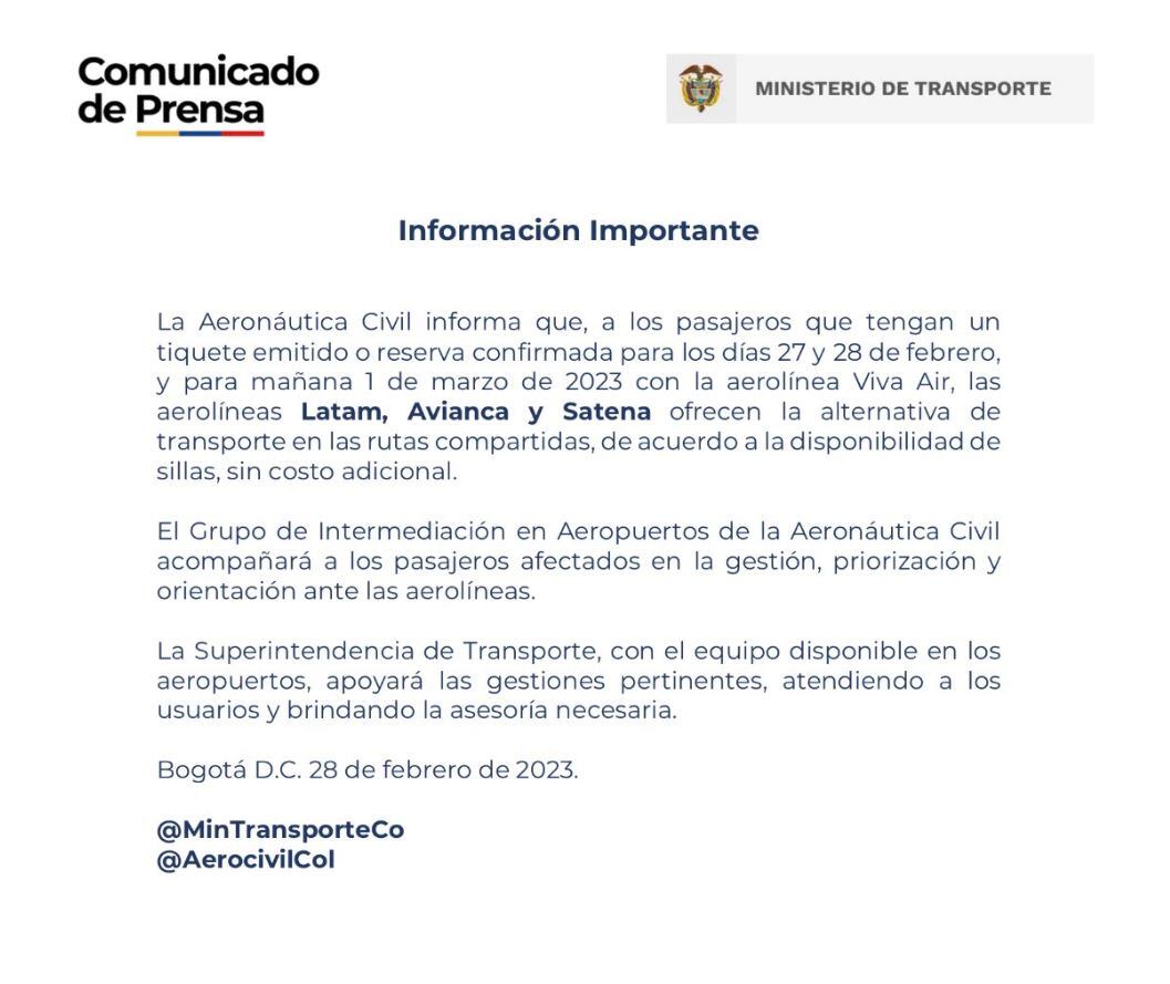 Carta Aerocivil - Caso Viva