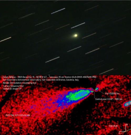 Última imagen tomada del 3I/ATLAS  en Calabria, Italia.