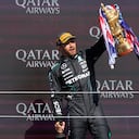 Lewis Hamilton tras ganar el premio de Gran Bretaña.