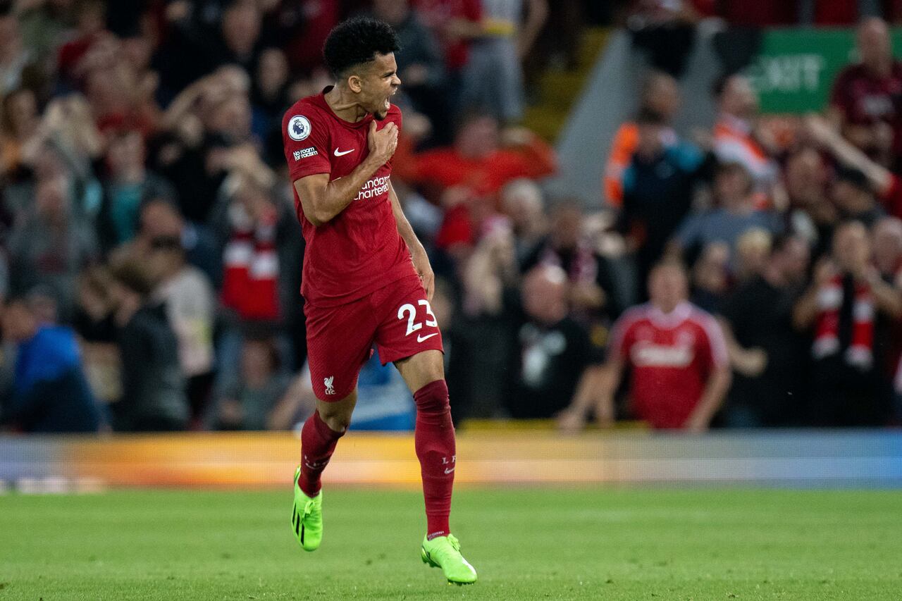 Luis Díaz, jugador del Liverpool celebra el gol ante el Crystal Palace