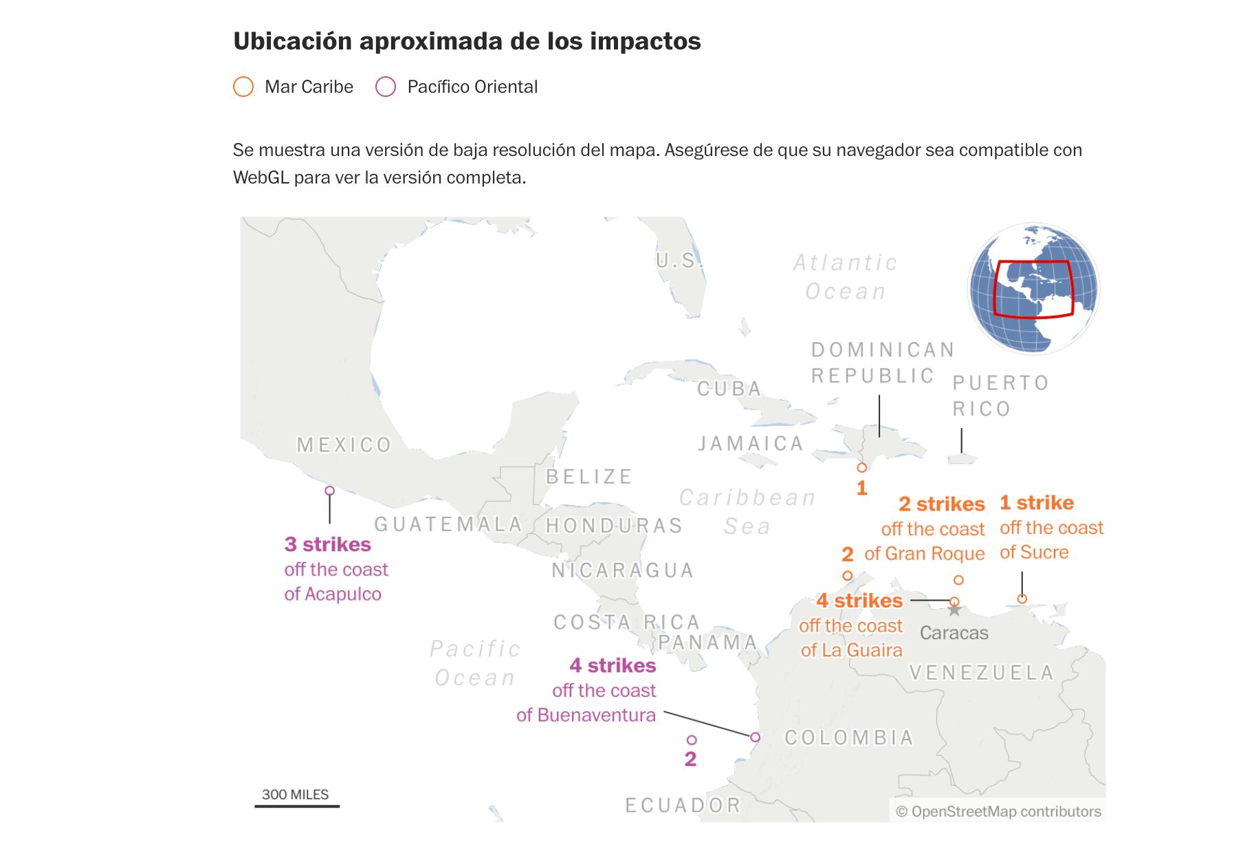 Ataques en el mar Caribe y Pacífico