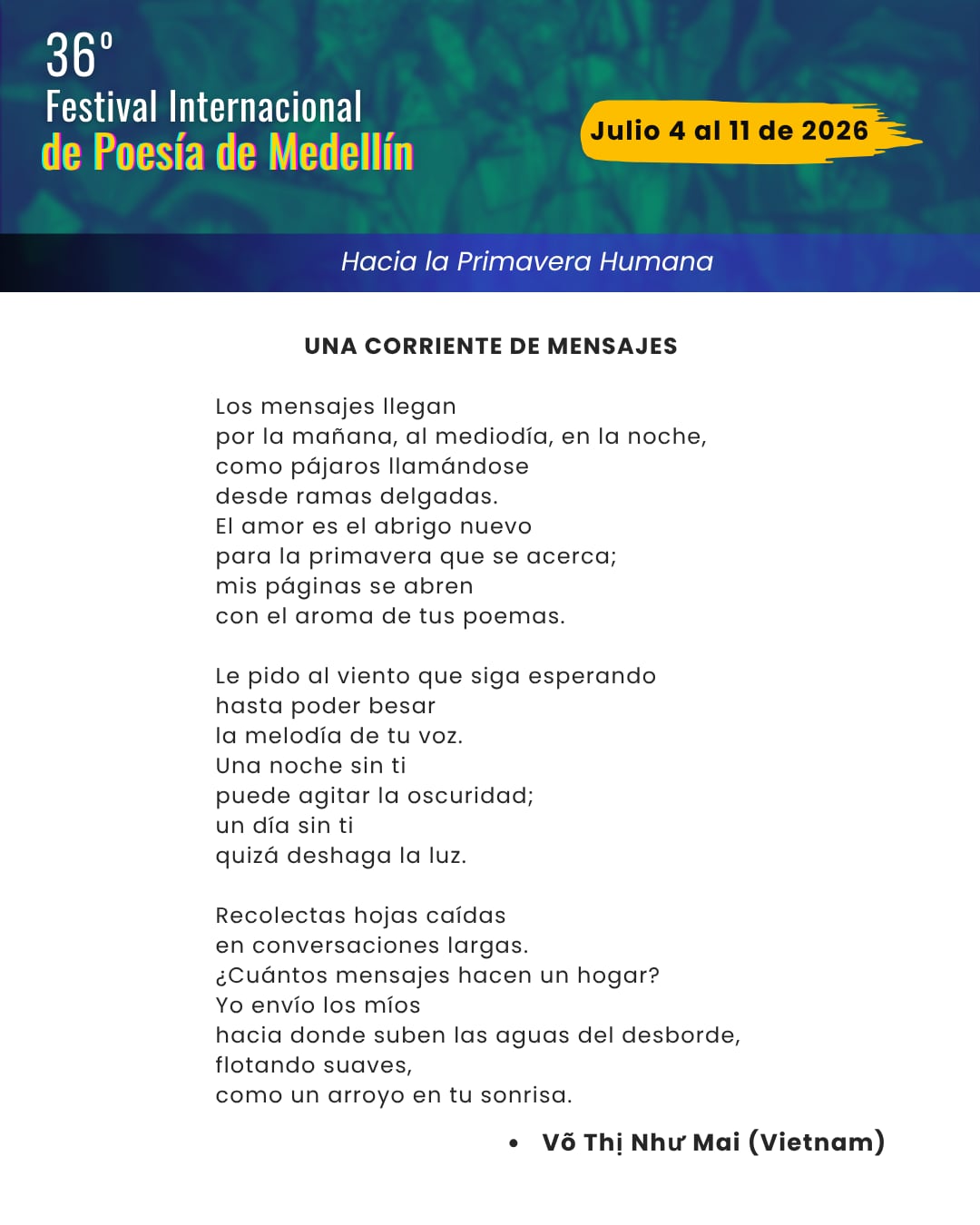 Versos de invitados al 36º FIPMed.