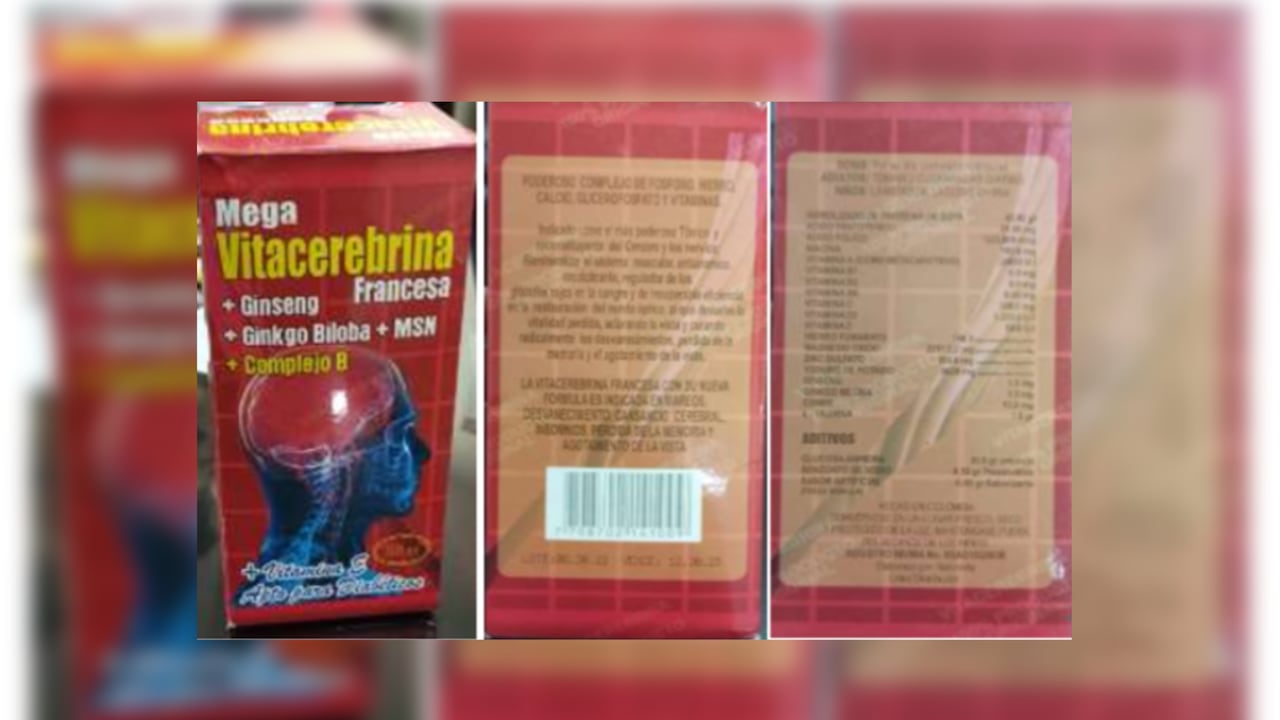 Mega Vitacerebrina Francesa; el Invima emitió alerta por falta de registro sanitario.