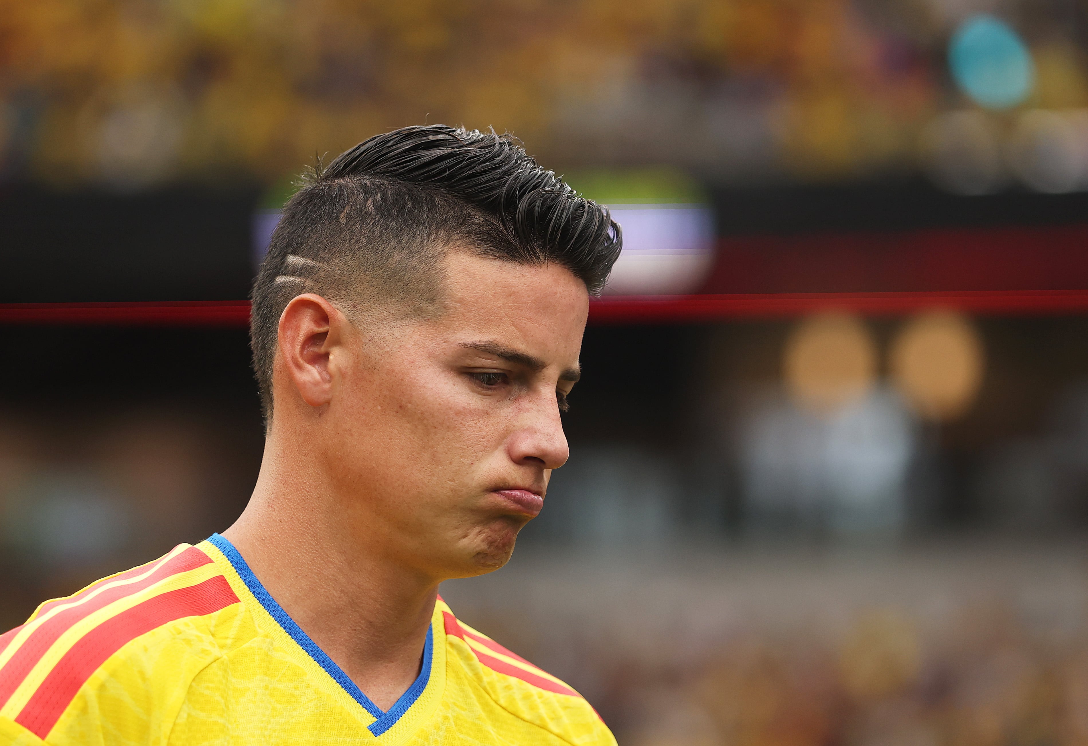 VANCOUVER, CANADA - JULY 07: James Rodriguez #10 of Colombia shows dejection after their defeat through the penalty shootout after the FIFA World Cup 2026 Round of 16 match between Switzerland and Colombia at BC Place Vancouver on July 07, 2026 in Vancouver, British Columbia, Canada. (Photo by Alex Pantling - FIFA/FIFA via Getty Images)