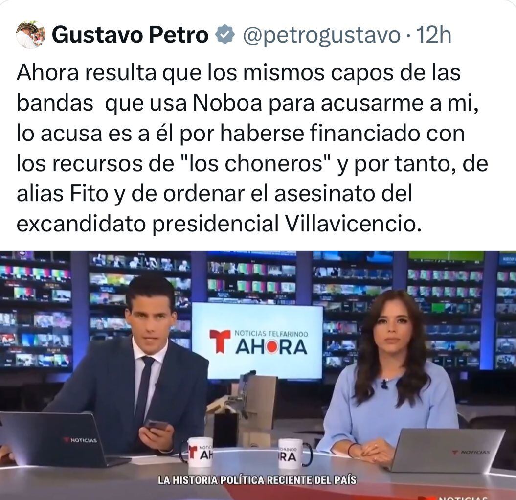 Mensaje de Gustavo Petro que posteriormente eliminó