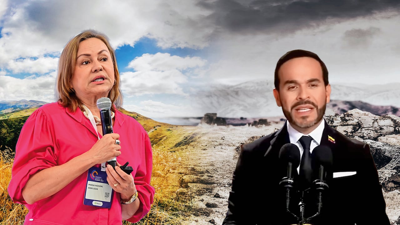María Nohemí Arboleda, ministra de Minas y Energía, y el presidente Abelardo De La Espriella.