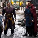 Xochitl Gomez as America Chavez, Benedict Wong as Wong, and Benedict Cumberbatch as Doctor Strange/Stephen Strange in Marvel Studios' DOCTOR STRANGE IN THE MULTIVERSE OF MADNESS. Photo by Jay Maidment. ©Marvel Studios 2022. All Rights Reserved.