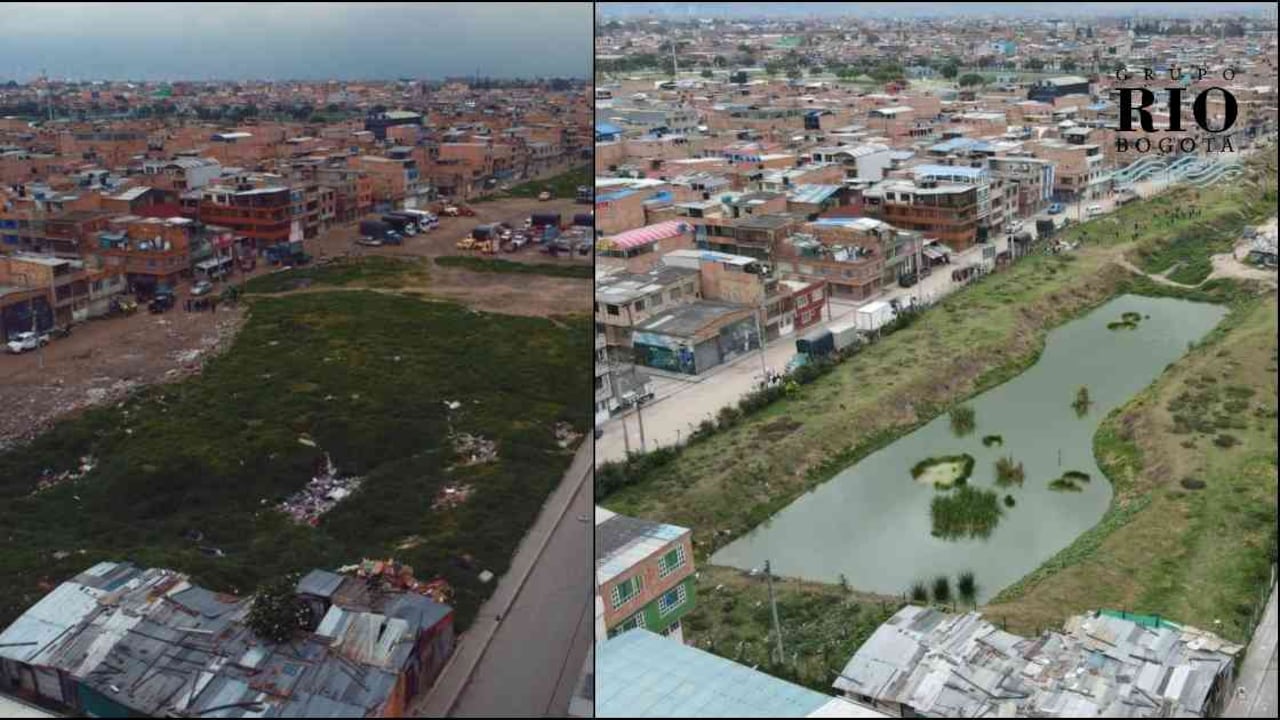 Así ha cambiado en sector sur de La Vaca en los últimos tres años. Fotos: EAAB.