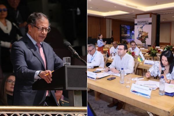 Gustavo Petro citó a los gobernadores electos afines al Pacto Histórico a la par de la Cumbre de la Federación Nacional de Departamentos. Foto Petro Flickr Presidencia y Foto gobernadores cortesía FND.