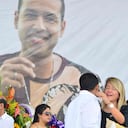 Mi Tito, siempre te llevaré en mi corazón", dijo Dayana Jaime, la viuda del cantante. Foto: Joaquín Ramírez - El Pilón