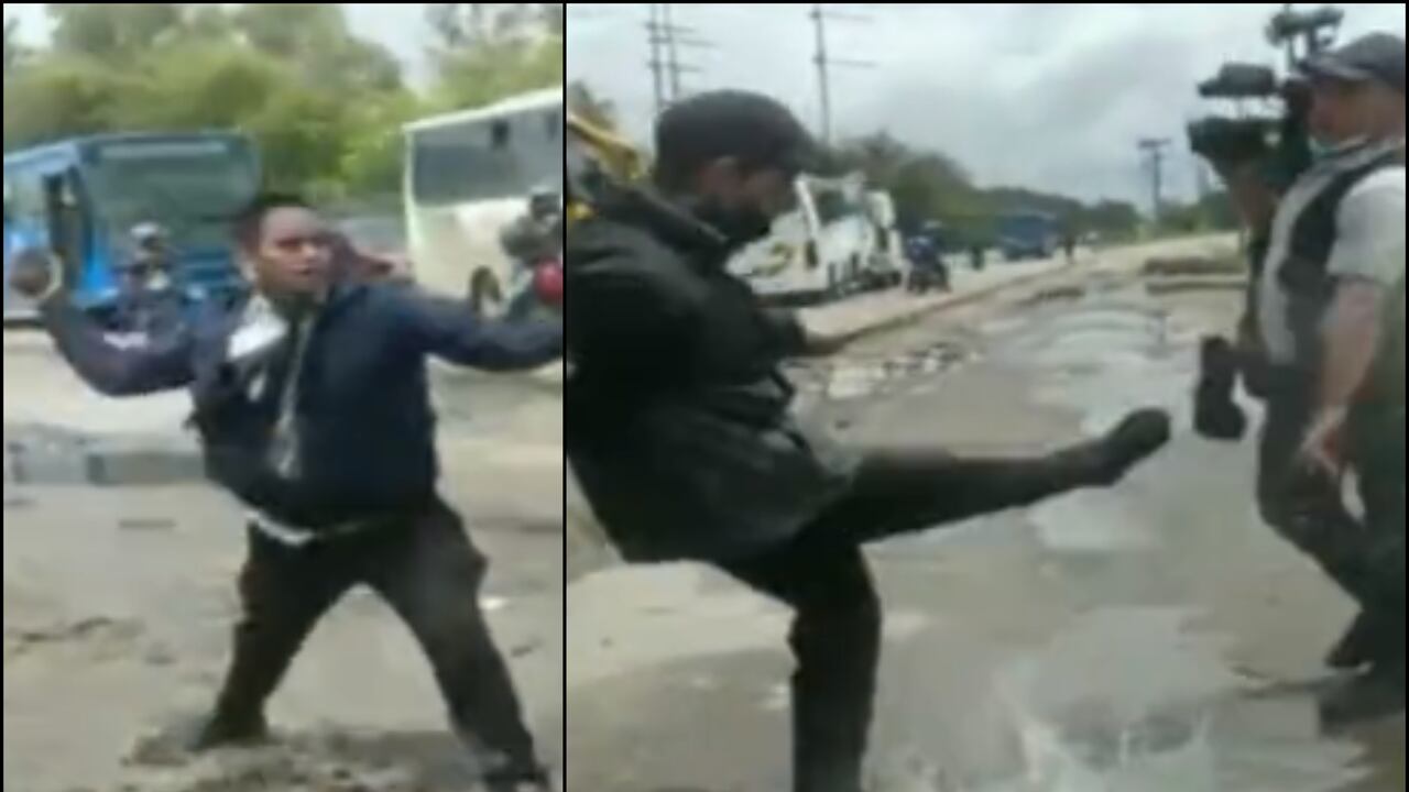 Sujetos agredieron a un equipo periodístico de CityTv que cubría el accidente del bus escolar que se volcó en el norte de Bogotá.