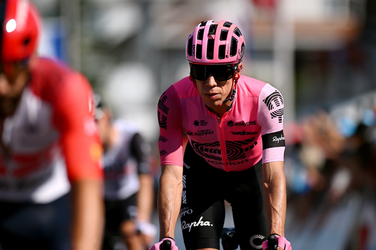 NOTTWIL, SWITZERLAND - JUNE 12: Rigoberto Uran of Colombia and Team EF Education-EasyPost crosses the finish line during the 86th Tour de Suisse 2023, Stage 2 a 173.7km stage from Beromünster to Nottwil / #UCIWT / on June 12, 2023 in Nottwil, Switzerland. (Photo by Dario Belingheri/Getty Images)