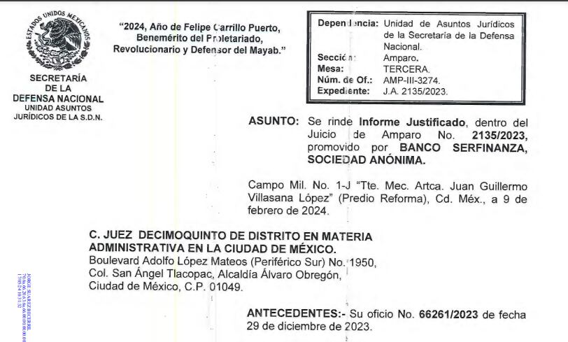 Acción de Amparo Serfinanza