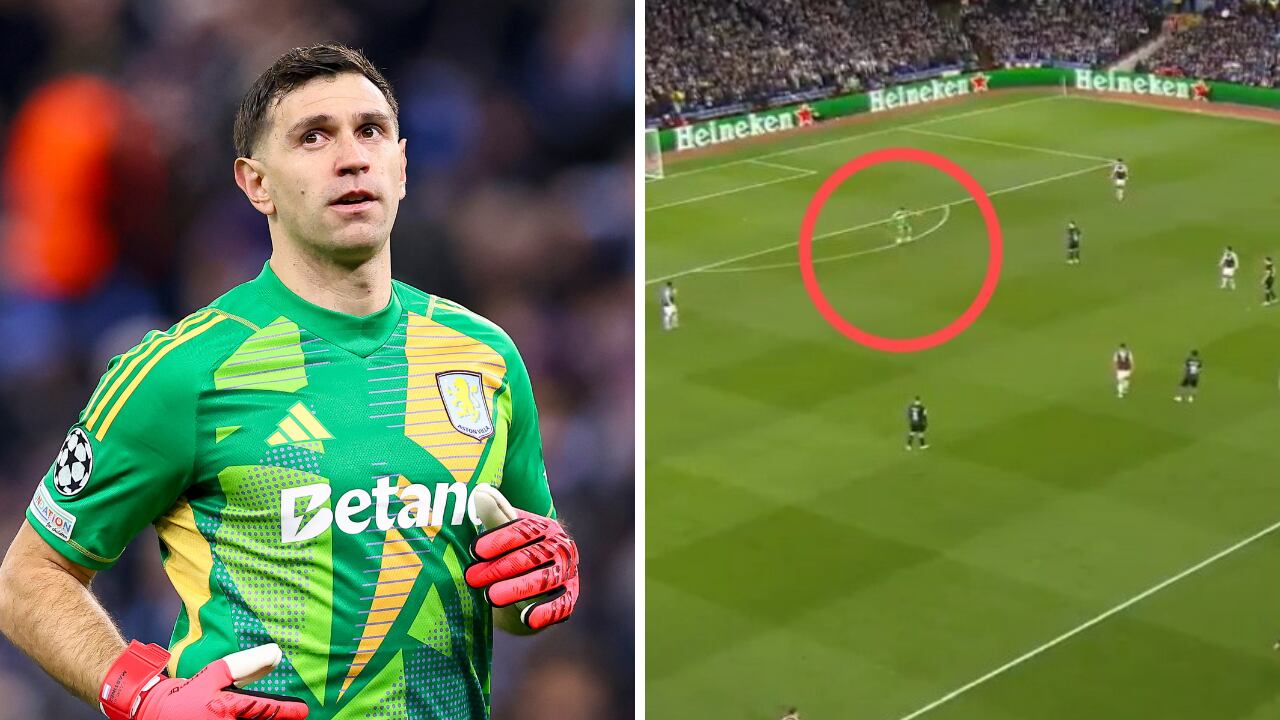 El pase de Dibu Martínez, en Champions, que terminó beneficiando al Aston Villa.