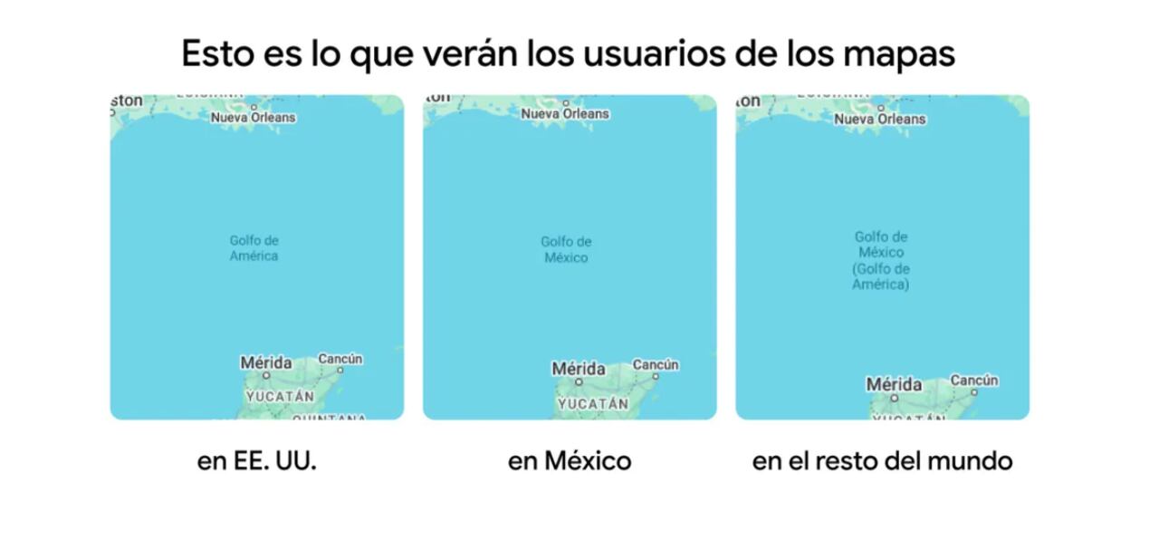 El cambio como señala Google, solo afecta a los usuarios en EE. UU., quienes verán “Golfo de América”, mientras que en México se mantendrá “Golfo de México”.
