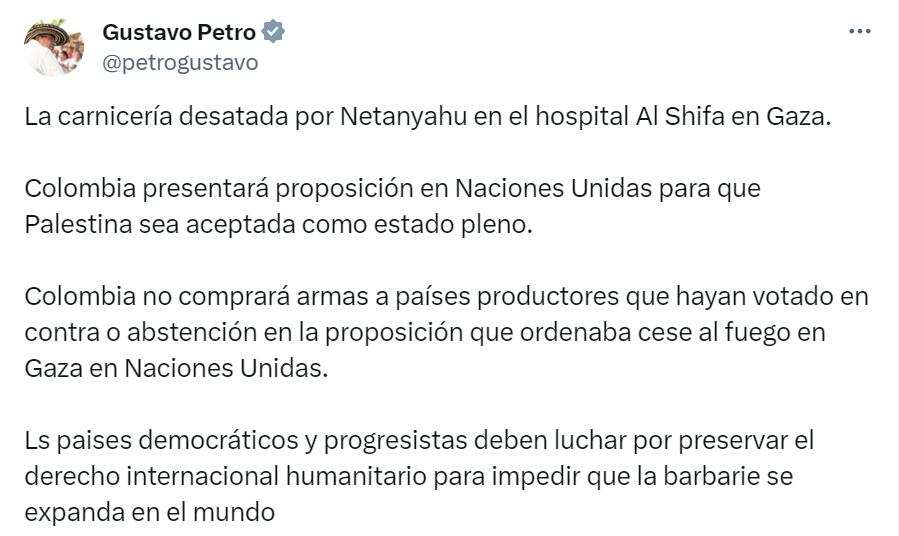 El presidente Gustavo Petro señaló que los países democráticos y progresistas deben luchar por preservar el DIH.