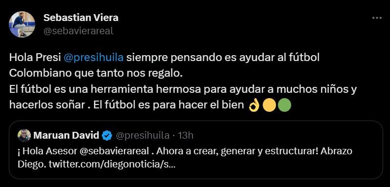 Sebastián Viera será asesor del Huila.