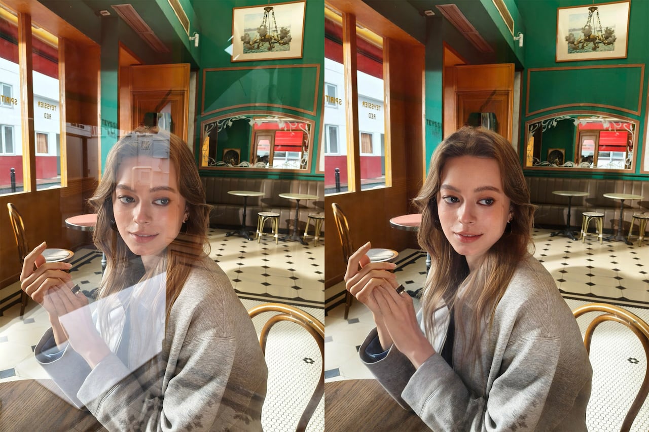 Viene con una herramienta que elimina los reflejos en superficies de vidrio.