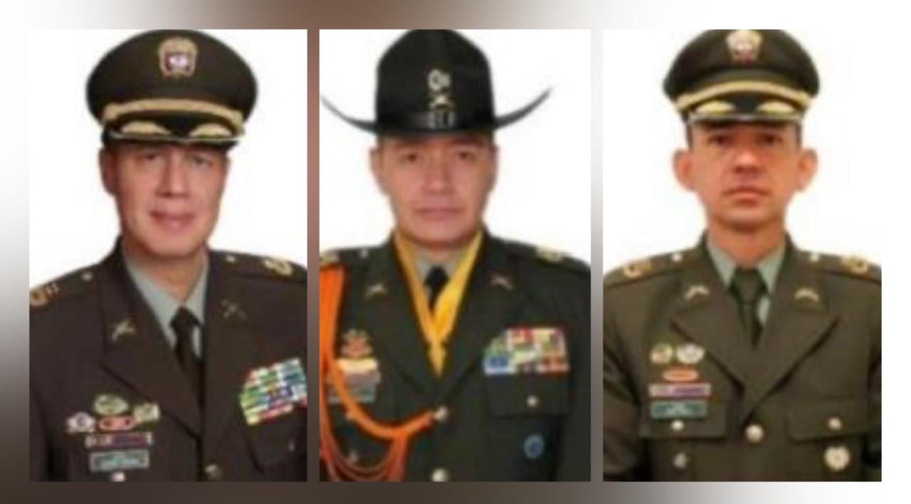 Los coroneles (izq a der) Ricardo Sánchez Silvestre; William Castaño Ramos y Henry Yesid Bello Cubides, serán ascendidos al rango de Brigadier General.