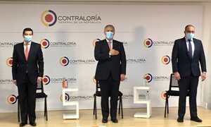 Contralor general Felipe Córdoba; Iván Duque, presidente de la República, y Jorge Carrillo, gerente de EPM