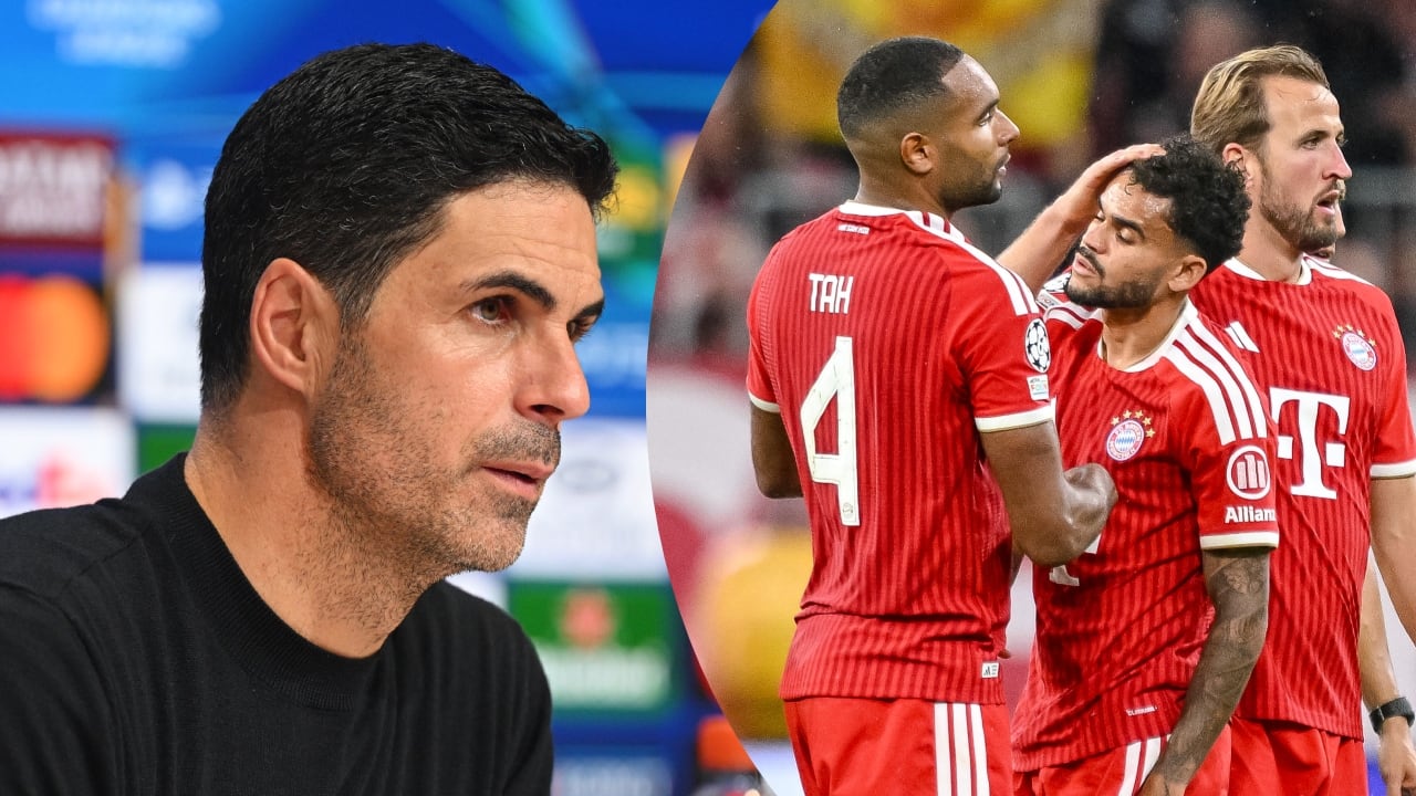 Mikel Arteta y jugadores del Bayern