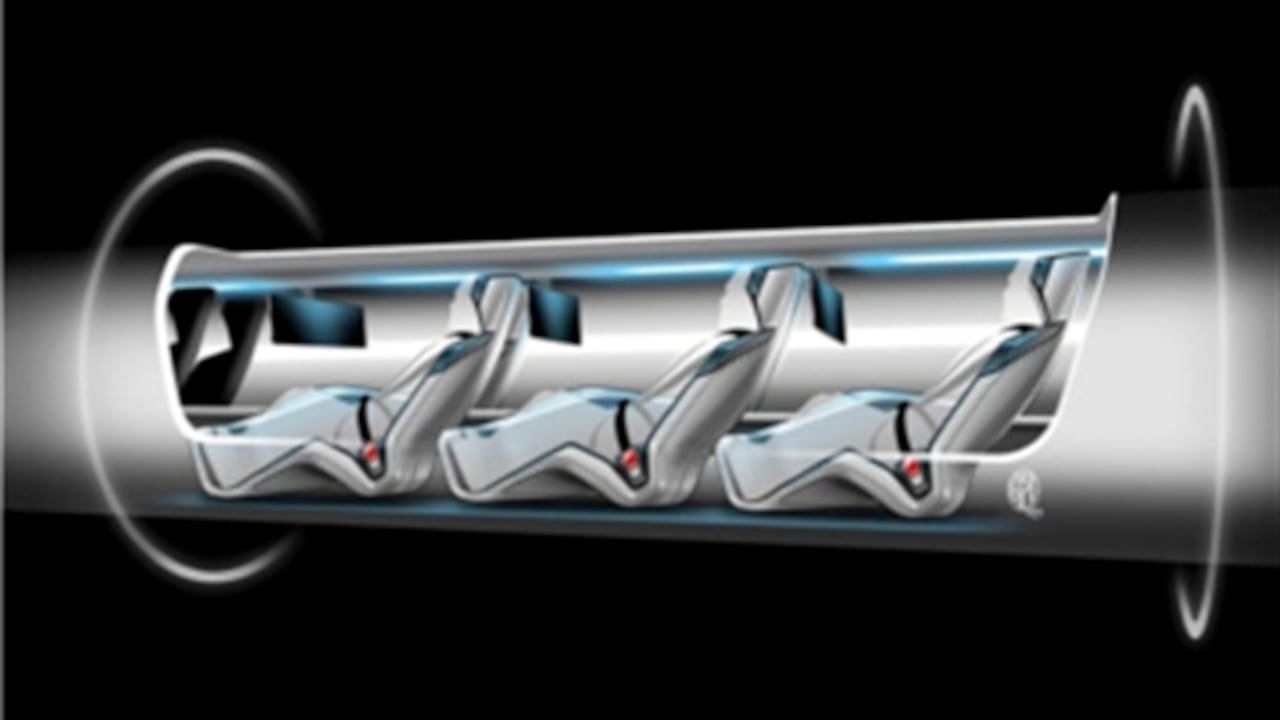 Hyperloop, es un sistema de transporte que permitiría que los pasajeros viajen en cápsulas magnéticas disparadas por tubos presurizados para ir de Los Ángeles a San Francisco en media hora.