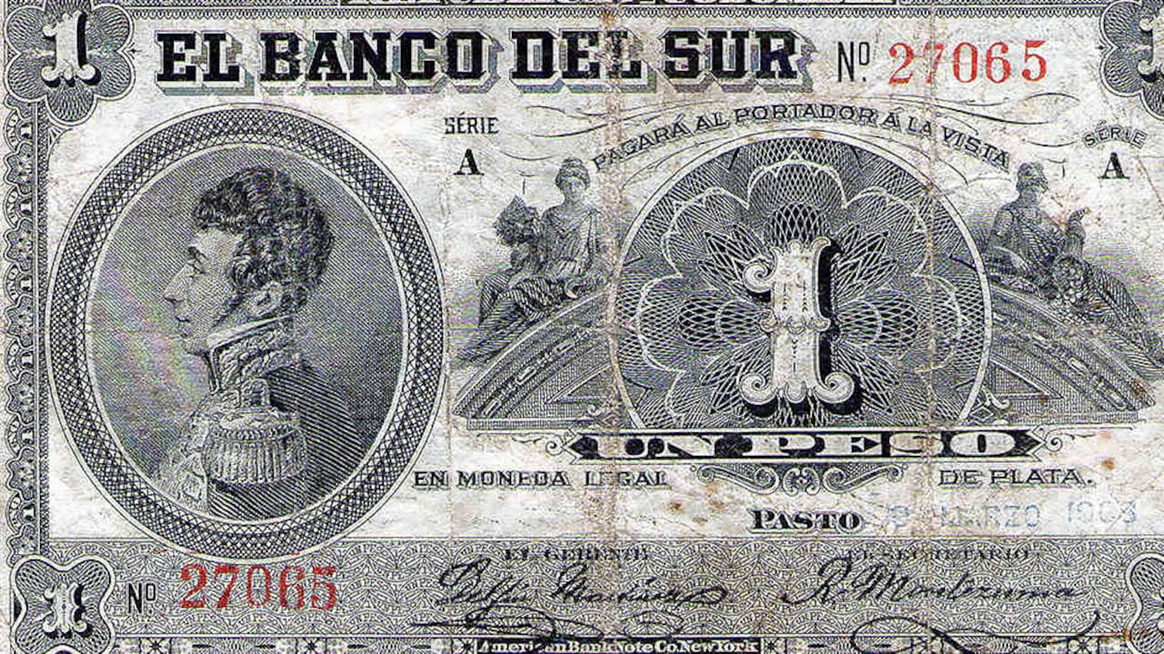 El Banco del Sur emitía sus propios billetes que también fueron usados por el Banco López.