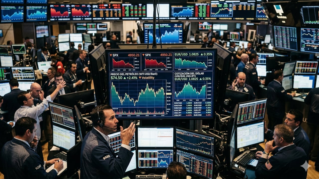 Los mercados mundiales siguen viviendo las consecuencias de la guerra contra Irán. Sube el dólar y el petróleo. Imagen creada con Gemini AI