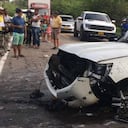 Imagen del estado en quedó la camioneta de Martín Elías y circuló redes sociales después del accidente.