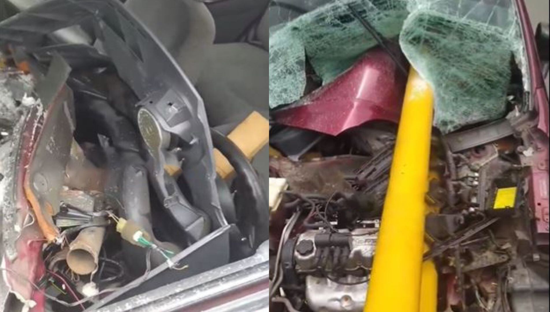 Un automóvil Chevrolet Spark de color vinotinto se estrelló en el puente que conecta a Valle del Lili con Bochalema.