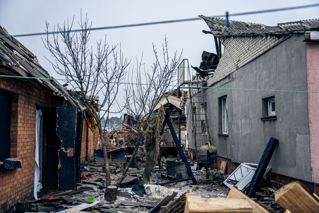 Destrucciones en residencias de Ucrania luego de ataques con drones provenientes de Rusia.