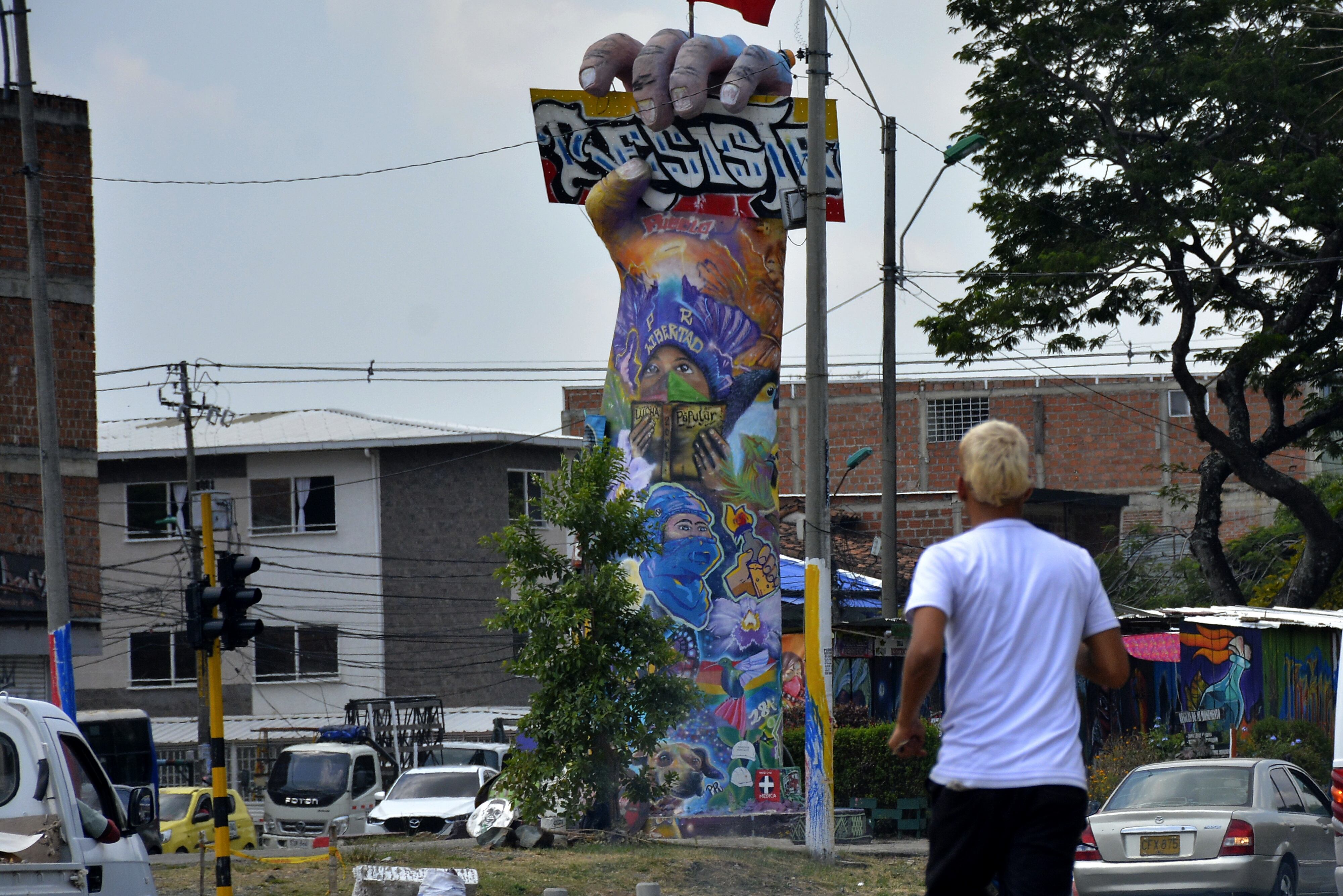 Monumento a la resistencia Cali en el sector conocido como Puerto Rellena en el oriente de Cali.