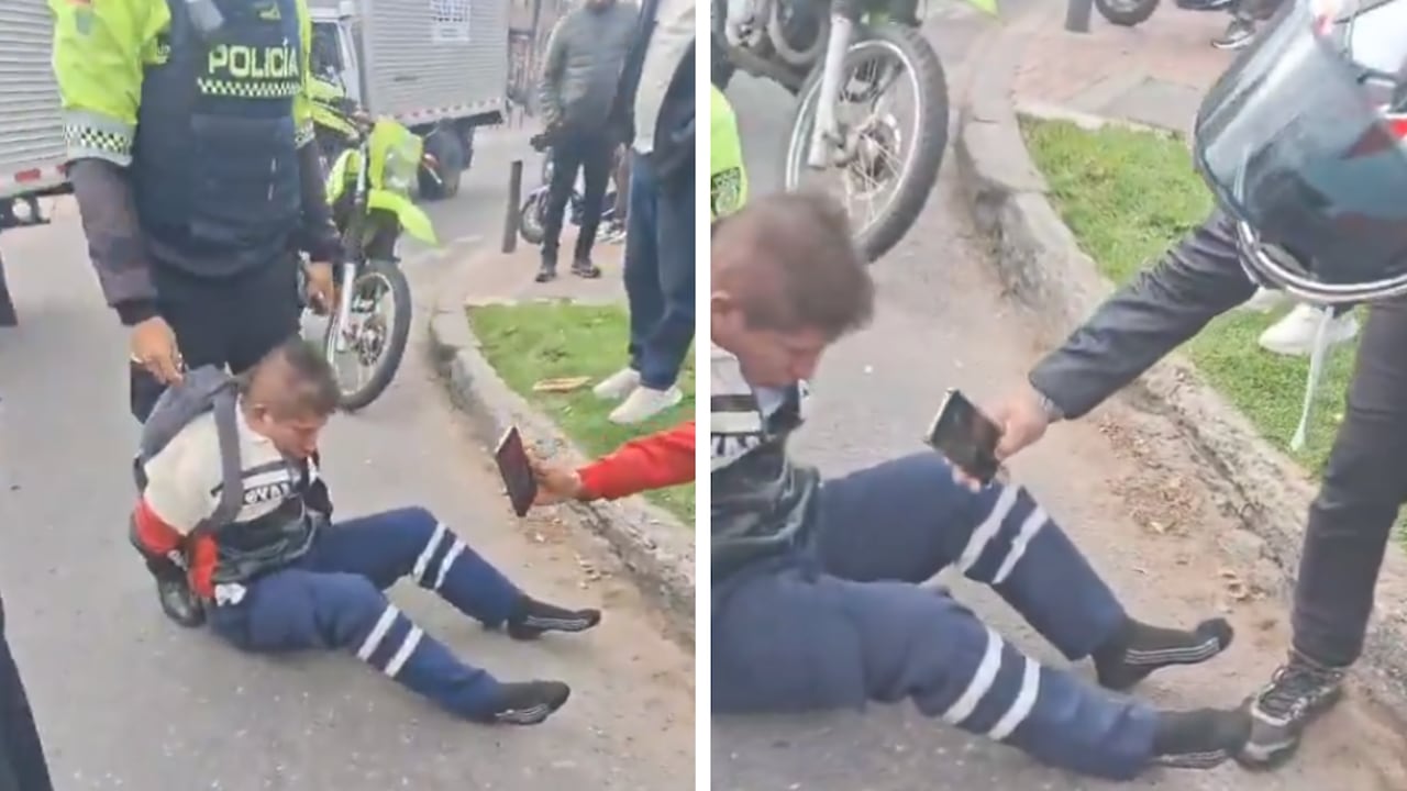 Hombre retenido por la comunidad cerca al CAI Toberín, en Bogotá, en la mañana del jueves 22 de octubre