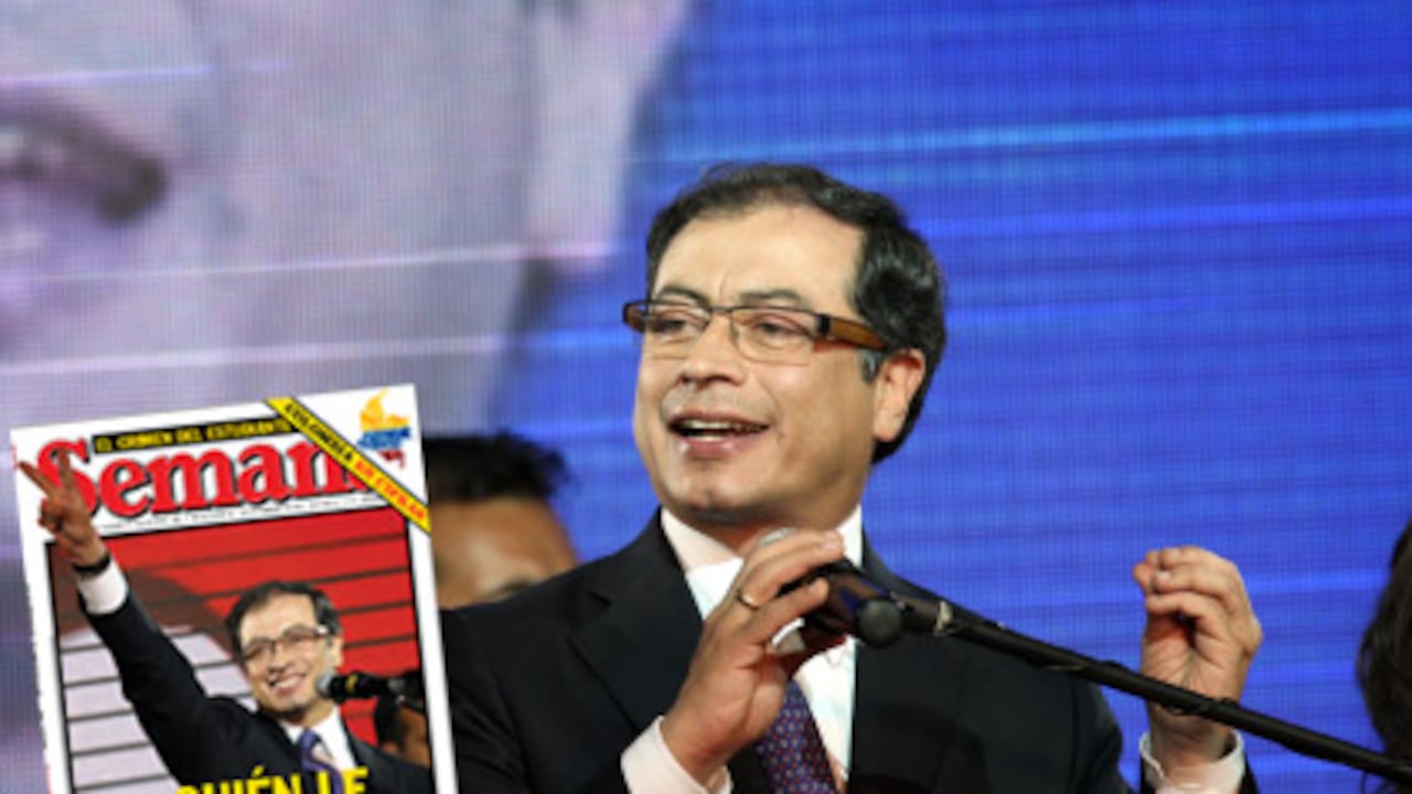 Gustavo Petro spoke to his followers from the Salón Rojo of the Tequendama Hotel, before 7 pm.