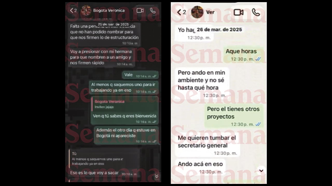 Chats de Verónica Guerrero, hermana de Juliana Guerrero.