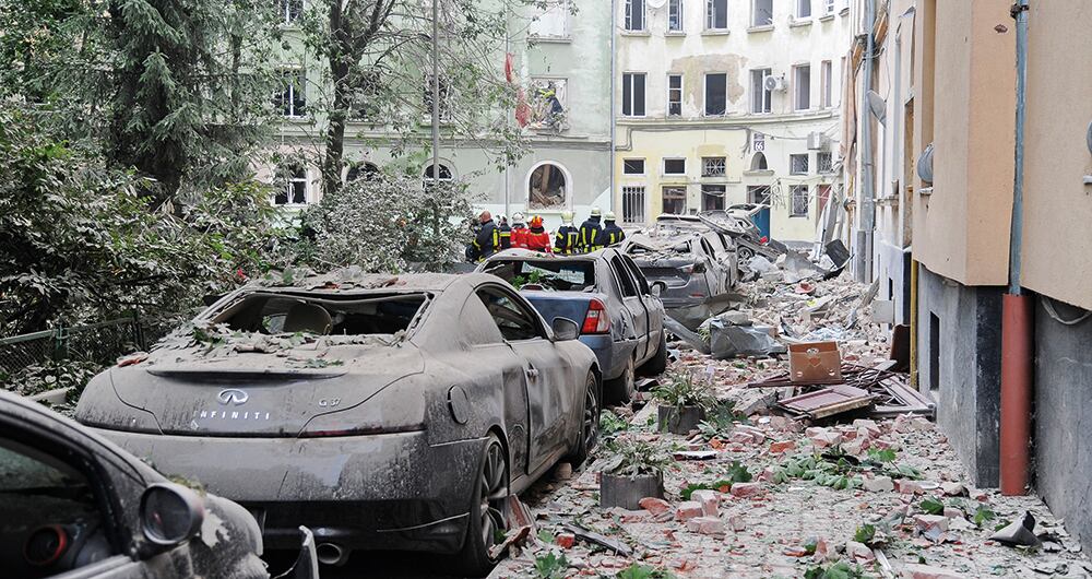 Bombardeo en Lviv.