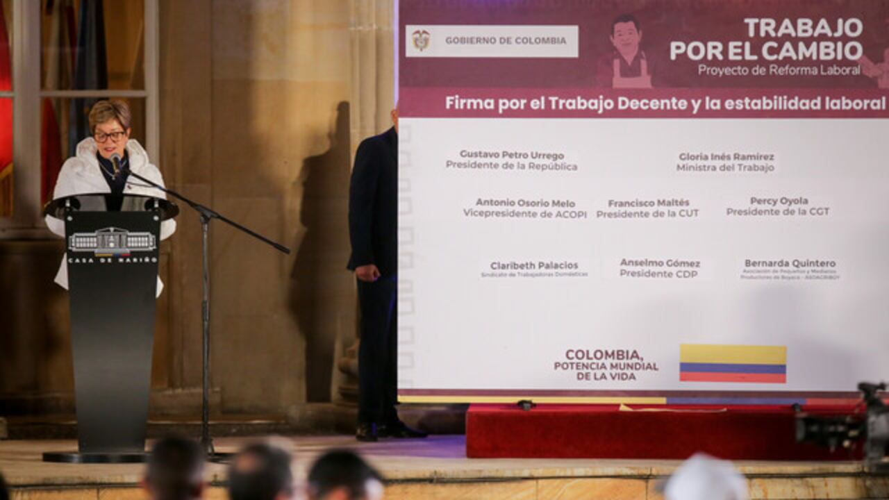 Ministra de Trabajo, Gloria Inés Ramírez en la presentación de la reforma laboral.