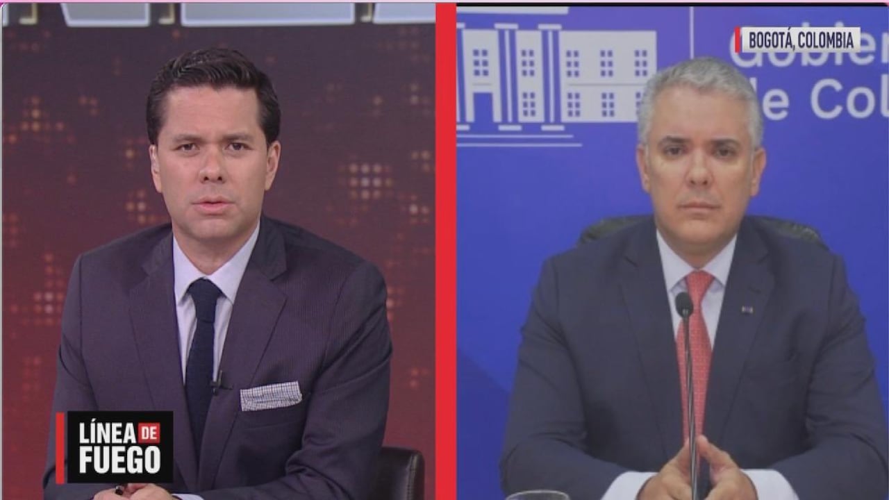 Iván Duque y Luis Carlos Vélez - Programa Línea de Fuego de Univisión. Foto: Twitter cuenta oficial @lcvelez