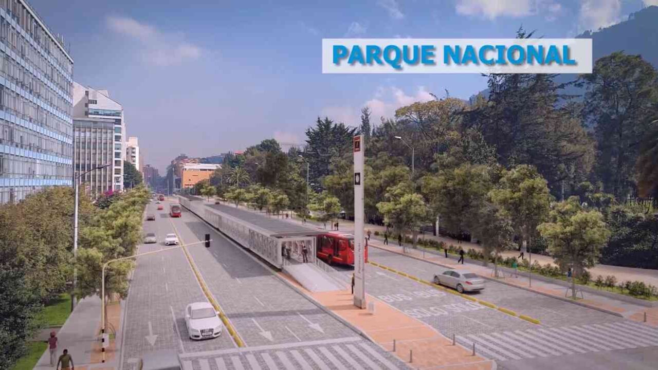 Según el Distrito así se vería TransMilenio por la Séptima en el Parque Nacional.