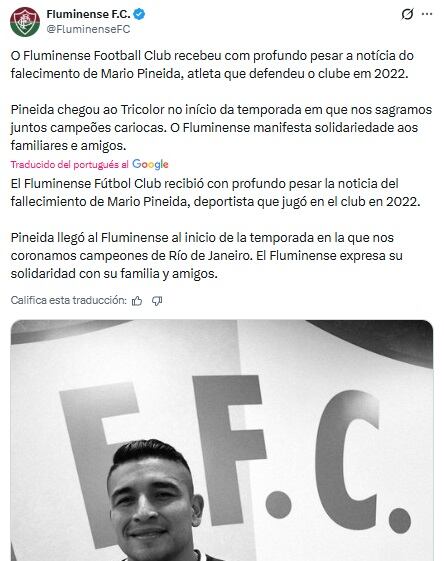 Pantallazo X: @FluminenseFC