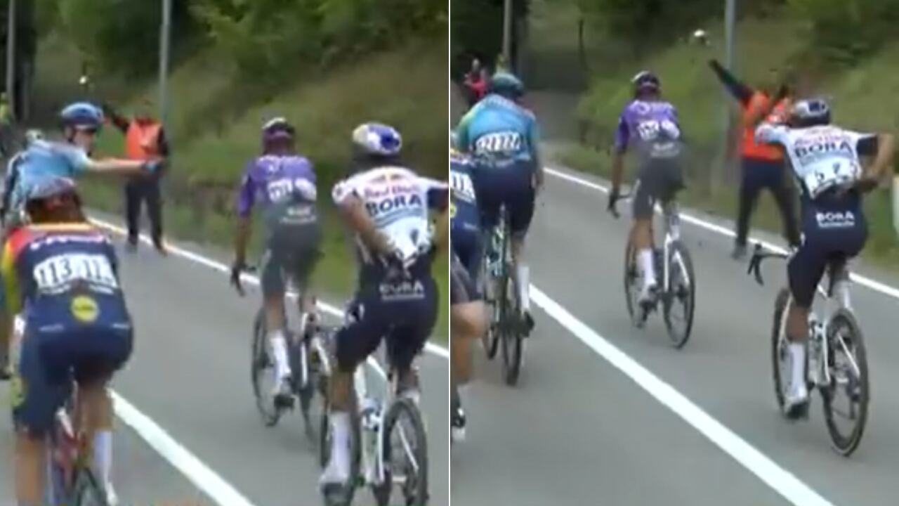 Daniel Felipe Martínez se enfrentó a Wout Poels en plena etapa 15 del Giro de Italia