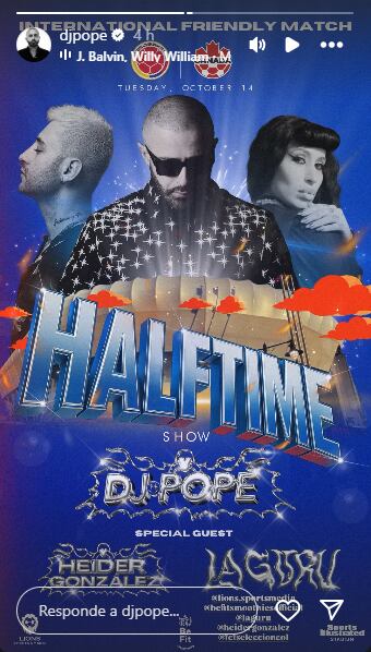 Artistas que se presentarán en el 'Halftime Show' del partido de la Selección Colombia.