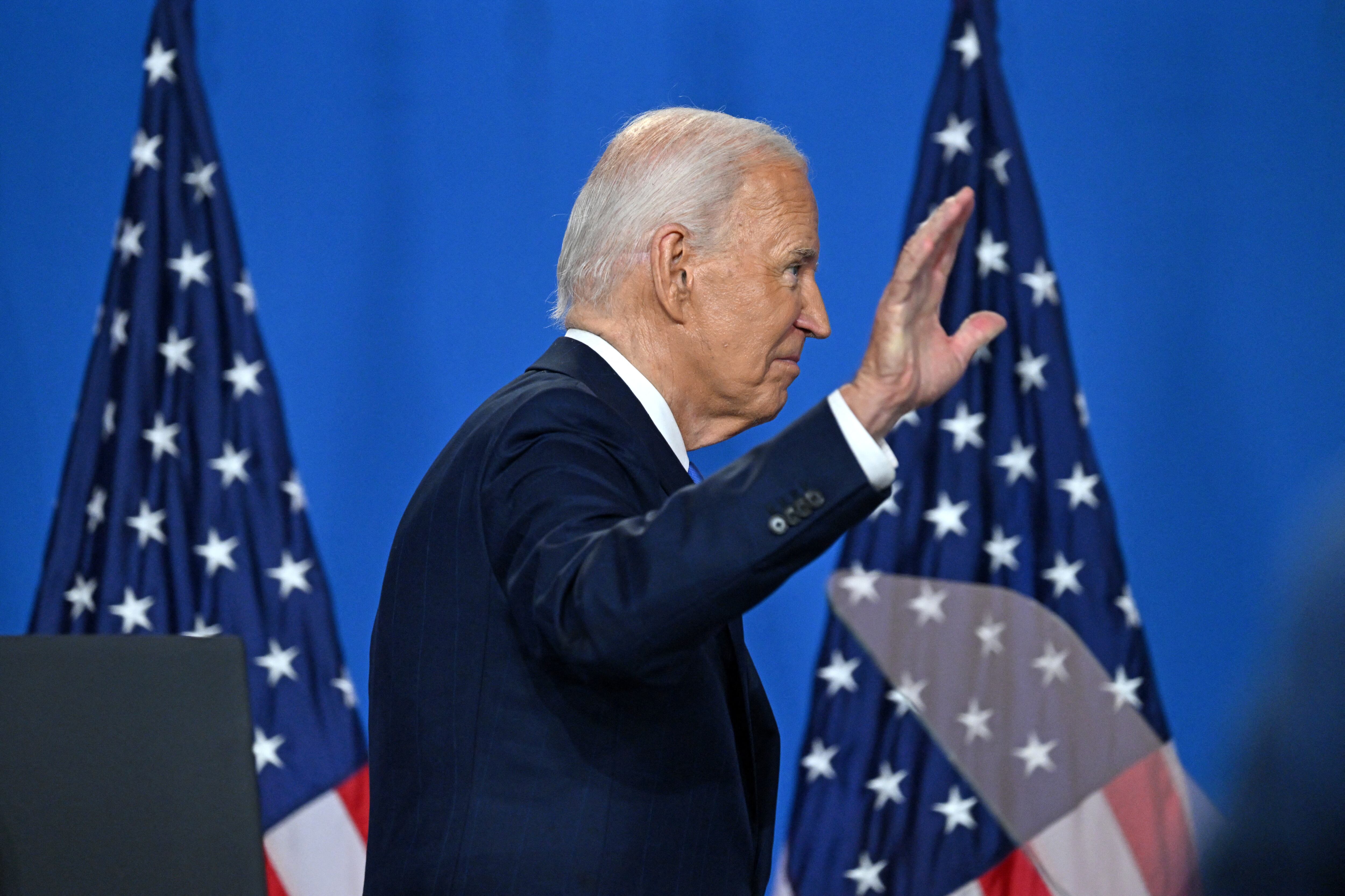 Joe Biden durante la conferencia de la OTAN