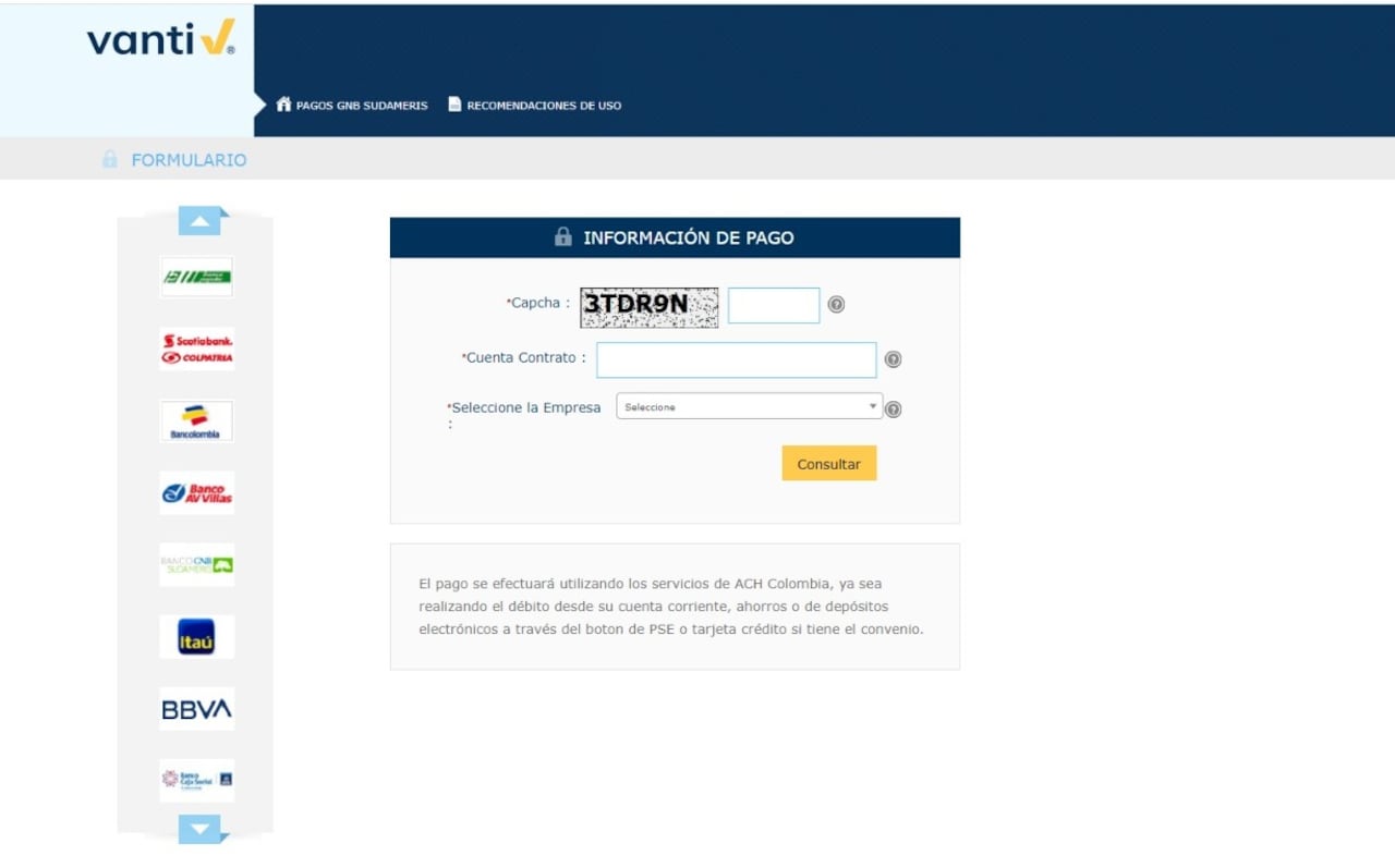 Paso a paso para pagar la factura de Vanti a través del botón PSE