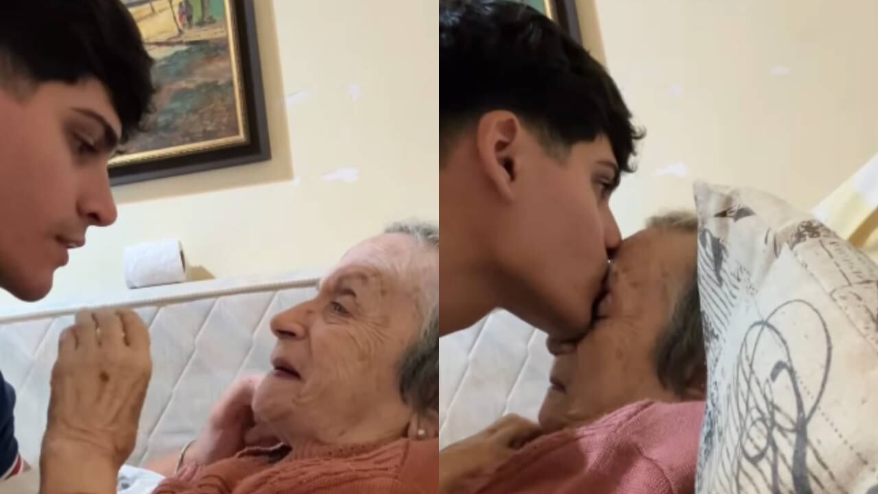 Joven se despide de su abuela antes de emigrar a España