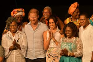 Visita del príncipe Harry y Meghan Markle a Cali, en el teatro Municipal