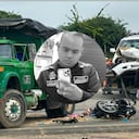 Sitio del accidente de tránsito y el patrullero que murió.