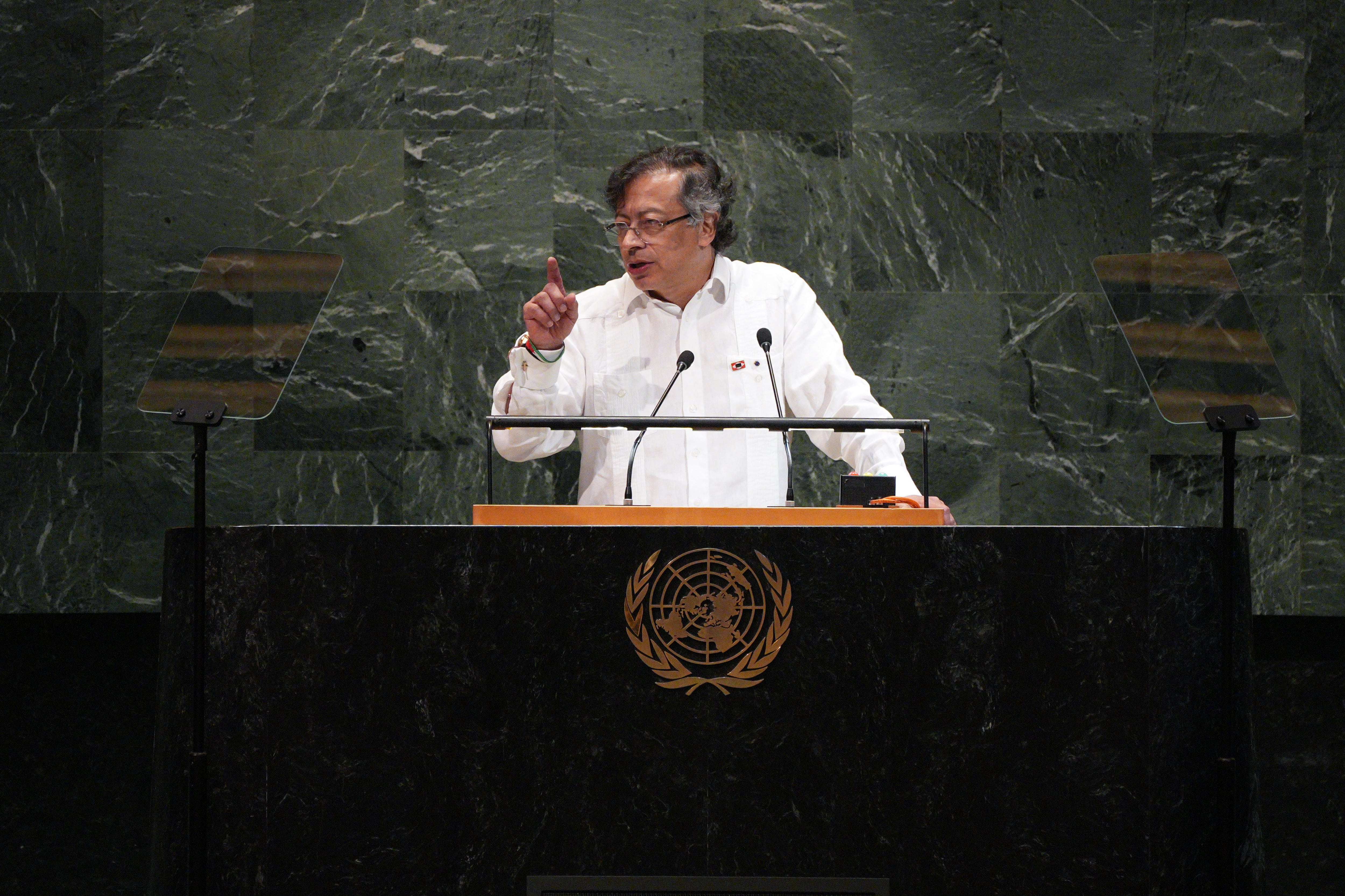 Presidente Gustavo Petro en la asamblea de la ONU este 23 de septiembre.